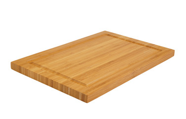 Natural brown wooden cutting board. Chopping board isolated on white background