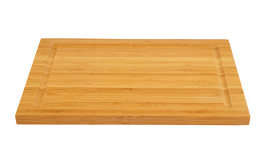 Natural brown wooden cutting board. Chopping board isolated on white background