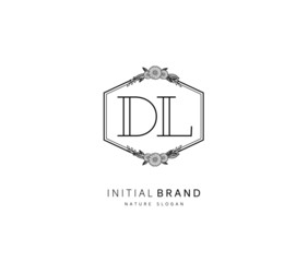 D L DL Beauty vector initial logo, handwriting logo of initial signature, wedding, fashion, jewerly, boutique, floral and botanical with creative template for any company or business.