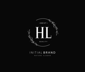 H L HL Beauty vector initial logo, handwriting logo of initial signature, wedding, fashion, jewerly, boutique, floral and botanical with creative template for any company or business.