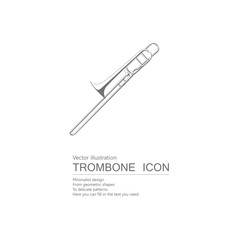Vector drawn trombone. Isolated on white background.	