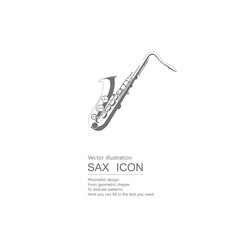 Fototapeta na wymiar Vector drawn saxophone. Isolated on white background. 