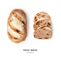 Creative layout made of bread. Flat lay. Food concept.