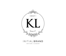 K L KL Beauty vector initial logo, handwriting logo of initial signature, wedding, fashion, jewerly, boutique, floral and botanical with creative template for any company or business.