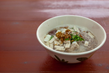 Noodle on wooden table.Delicious noodles, Thai food menu.