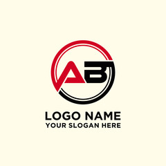 Circle logo with the letter AB inside. letters connecting with circles. Logo circle modern abstract