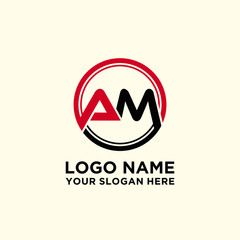 Circle logo with the letter AM inside. letters connecting with circles. Logo circle modern abstract