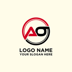 Circle logo with the letter AO inside. letters connecting with circles. Logo circle modern abstract