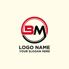 Circle logo with the letter BM inside. letters connecting with circles. Logo circle modern abstract
