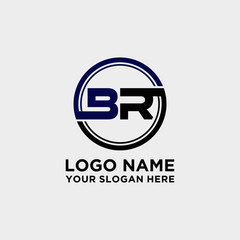 Circle logo with the letter BR inside. letters connecting with circles. Logo circle modern abstract