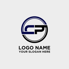 Obraz premium Circle logo with the letter CP inside. letters connecting with circles. Logo circle modern abstract