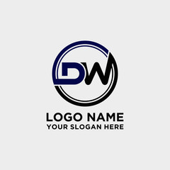 Obraz premium Circle logo with the letter DW inside. letters connecting with circles. Logo circle modern abstract