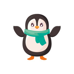 cute penguin with scarf on white background