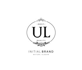 U L UL Beauty vector initial logo, handwriting logo of initial signature, wedding, fashion, jewerly, boutique, floral and botanical with creative template for any company or business.
