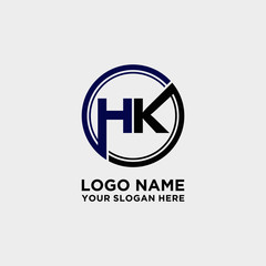 Circle logo with the letter HK inside. letters connecting with circles. Logo circle modern abstract
