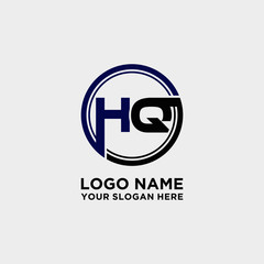 Circle logo with the letter HQ inside. letters connecting with circles. Logo circle modern abstract