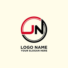 Circle logo with the letter JN inside. letters connecting with circles. Logo circle modern abstract