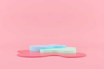 Abstract mock up scene pastel color. geometry shape podium background for product. 3d rendering