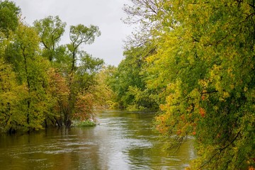 Fototapeta premium Flowing river water in Autumn