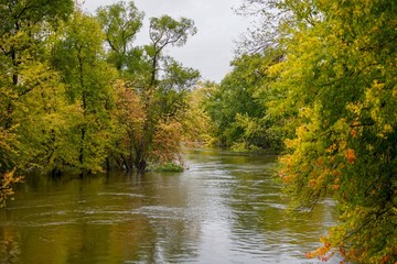 Reflections on a river in Autumn