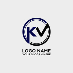 Circle logo with the letter KV inside. letters connecting with circles. Logo circle modern abstract