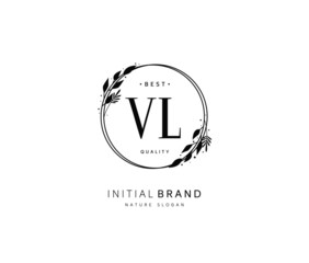 V L VL Beauty vector initial logo, handwriting logo of initial signature, wedding, fashion, jewerly, boutique, floral and botanical with creative template for any company or business.