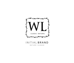 W L WL Beauty vector initial logo, handwriting logo of initial signature, wedding, fashion, jewerly, boutique, floral and botanical with creative template for any company or business.