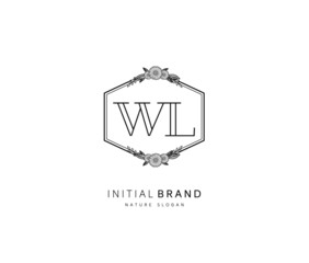 W L WL Beauty vector initial logo, handwriting logo of initial signature, wedding, fashion, jewerly, boutique, floral and botanical with creative template for any company or business.