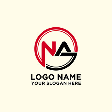 Circle logo with the letter NA inside. letters connecting with circles. Logo circle modern abstract