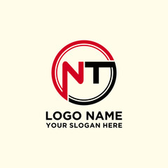 Circle logo with the letter NT inside. letters connecting with circles. Logo circle modern abstract