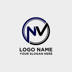 Circle logo with the letter NV inside. letters connecting with circles. Logo circle modern abstract