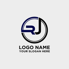 Circle logo with the letter RJ inside. letters connecting with circles. Logo circle modern abstract