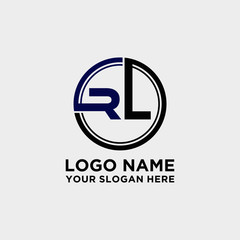 Circle logo with the letter RL inside. letters connecting with circles. Logo circle modern abstract