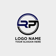 Circle logo with the letter RP inside. letters connecting with circles. Logo circle modern abstract