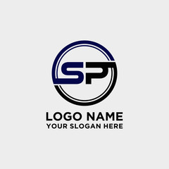 Circle logo with the letter SP inside. letters connecting with circles. Logo circle modern abstract