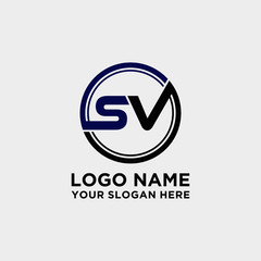 Circle logo with the letter SV inside. letters connecting with circles. Logo circle modern abstract