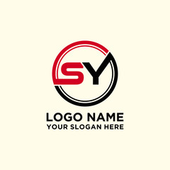 Circle logo with the letter SY inside. letters connecting with circles. Logo circle modern abstract