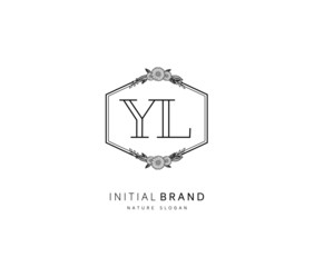 Y L YL Beauty vector initial logo, handwriting logo of initial signature, wedding, fashion, jewerly, boutique, floral and botanical with creative template for any company or business.