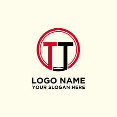 Circle logo with the letter TT inside. letters connecting with circles. Logo circle modern abstract