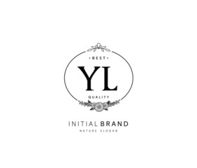 Y L YL Beauty vector initial logo, handwriting logo of initial signature, wedding, fashion, jewerly, boutique, floral and botanical with creative template for any company or business.
