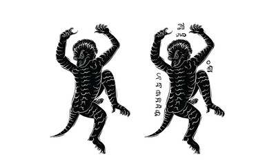 animal in Thai traditional tattoo, Thai traditional painting in temple, vector