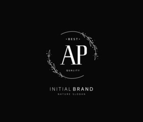 A P AP Beauty vector initial logo, handwriting logo of initial signature, wedding, fashion, jewerly, boutique, floral and botanical with creative template for any company or business.