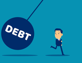 Fototapeta premium Businessman with huge debt bomb. Risk concept, Cute business cartoon vector design