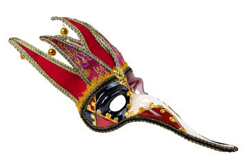 A Venetian carnival mask on a white background