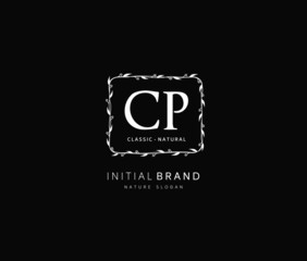 C P CP Beauty vector initial logo, handwriting logo of initial signature, wedding, fashion, jewerly, boutique, floral and botanical with creative template for any company or business.