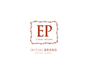 E P EP Beauty vector initial logo, handwriting logo of initial signature, wedding, fashion, jewerly, boutique, floral and botanical with creative template for any company or business.