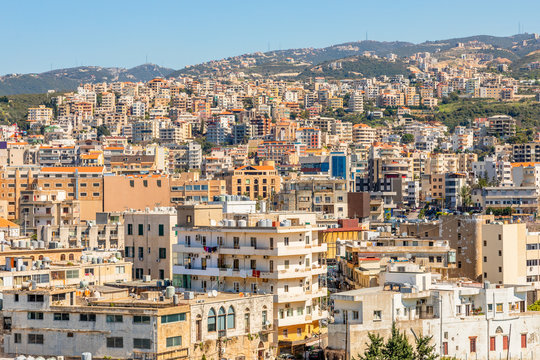 Mediterranean city downtown with lots of business and residential buildings in the background, Biblos, Lebanon