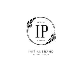 I P IP Beauty vector initial logo, handwriting logo of initial signature, wedding, fashion, jewerly, boutique, floral and botanical with creative template for any company or business