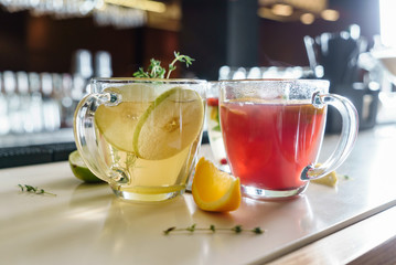 winter fruit tea in the glass