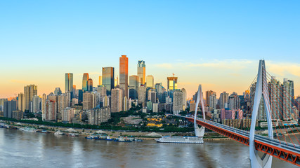Fototapeta premium Modern metropolis skyline at sunrise,Chongqing,China,Chongqing panorama.